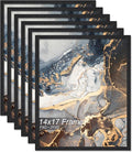 Engineered Wood 14x17 Picture Frame Set of 6, Black Frame for 14 x 17 Inch Picture Poster Photo, Light Weight 14 by 17 Frame with Wood-grain for Wall - 6 Pack/Black/14 x17