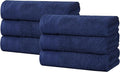 Superior Honeycomb Cotton Medium Weight Towels, for Guest Bath, Master Bathroom, Shower, Kitchen, Quick Dry, Adults, Essentials, Textured Waffle Border, Towel Set, Hand Towels, Set of 6, Navy Peony