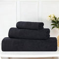 Superior Honeycomb Cotton Medium Weight Towels, for Guest Bath, Master Bathroom, Shower, Quick Dry, Adults, Home Essentials, Textured Waffle Border, Assorted Towel Set, 3 Piece Towel Set, Black