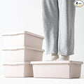 15 Quart LightGray Storage Bins with lids,Office stackable Plastic Boxes Set of 4,Garage organization Storage Box with handle for Organizing Snacks, Crafts, Legos, Tools,books (LightGray, 4L)