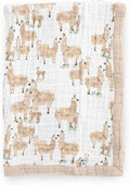 Little Unicorn Newborn Receiving Quilt | Ultra- Soft, Multi-Layered Muslin Fabric | Gift for Newborns & on-The-go (Llama Llama)