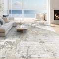 8x10 Area Rugs for Living Room: Washable Modern Abstract Rug Large Soft Non Slip Living Room Rug Indoor Low Pile Carpet for Bedroom Dining Room Home - Beige Grey Brown