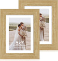 5x7 Picture Frame Set of 2, Made of Real Glass and Natural Oak Wooden Frame - Display Pictures 4x6 with Mat or 5x7 Without Mat, 5 by 7 Photo Frame for Wall or Tabletop Display