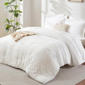 CozyLux Twin Comforter Set with Sheets 5 Pieces, White Seersucker Textured Bed in a Bag for Girls, Luxury Soft Bedding Set with Down Alternative Comforter, Sheets, Pillowcases & Shams for All Seasons