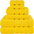 American Soft Linen Luxury 6 Piece Towel Set, 2 Bath Towels 2 Hand Towel 2 Washcloths, 600 GSM 100% Cotton Turkish Towels for Bathroom, Yellow Towel Sets