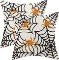 Spider Web Throw Pillow Covers 20x20 inch Set of 2 Halloween Decorative Farmhouse Pillow Covers Outdoor Spider Decor Cushion Case for Home Office Halloween Sofa Bed Decoration
