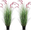 Jexine 2 Pieces Faux Plants Outdoor 4 ft Tall Artificial Grass Plant Potted Artificial Setaria Grass Faux Greenery Floor Plants for Housewarming Gift House Garden Bathroom Lobby Outdoor(Purple)