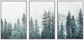 SIGNWIN Framed Canvas Print Wall Art Woodland Nursery Decor Set Film Grain Misty Mountain Pine Trees Nature Wilderness Modern Art Chic Landscape for Living Room, Bedroom, Office - 16