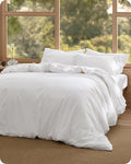 Bedsure Cotton Duvet Cover Full - Luxury Slub Weave 100% Cotton Duvet Cover Set with a Linen Like Textured, Easy Change Durable Bedding Set 3 Pieces, Bright White, 80