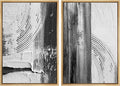 SIGNWIN Framed Canvas Print Wall Art Set Black White Industrial Paint Strokes Abstract Shapes Illustrations Modern Art Minimal Decorative Nordic for Living Room, Bedroom, Office - 16