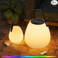 uuffoo 2-Pack Solar Table Lamp Outdoor Water-Resistant Portable Lantern with Remote and 8 Colors, Dimmable Cordless Lamp for Outside Garden Patio Camping Terrace