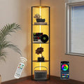 Smart Corner Shelf with Light 5-Tier Display Shelf & Floor Lamp w/ APP & Remote Control RGB LED Display Curio Case for Collectibles Dimmable Space-Saving Corner Shelves for Living Room Bedroom Decor