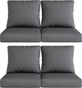 UIXE Outdoor Deep Seat Cushion Set with Slipcovers, Patio Furniture Cushions & Back Pillow, Sectional Sofa Bistro Chair Cushion - Gray, Set of 4