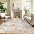 GENIMO Washable Area Rugs for Living Room Bedroom, 8x10 Modern Abstract Non Slip Rug, Low Pile Soft Contemporary Indoor Floor Carpet Cover for Dining Room Kitchen, Rose