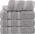 American Soft Linen Salem 100% Cotton Turkish 4 Piece Hand Towels for Bathroom, 600 GSM Soft Absorbent Quickdry Hand Face Towel Set, Cool Grey