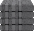 American Soft Linen Salem 100% Cotton Turkish 4 Piece Bath Towels for Bathroom, 600 GSM Soft Absorbent Quick Dry Bath Towel Set, Dark Gray