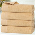 Superior Honeycomb Cotton Medium Weight Towels, for Guest Bath, Master Bathroom, Shower, Quick Dry, Adults, Home Essentials, Textured Waffle Border, Towel Set, Bath Towels, Set of 4, Gold