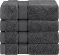 American Soft Linen Salem Washcloth Sets, 4 Piece Luxury 600 GSM 100% Cotton Washcloths for Bathroom, 13x13 inches Washrags Premium Quality Hand Face Towels, Dark Gray