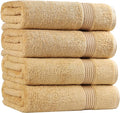 Superior Egyptian Cotton 4-Piece Bath Towel Set for Shower, Bath, Spa, Resort, Hotel, Soft Body Towels, Airbnb Essentials, Apartment, Dorm, Quick Dry, Absorbent, Bathroom Basics, Gold