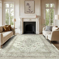 vivorug 4x6 Rug, Small Area Rug for Living Room, Bedroom, Kitchen, Machine Washable Non-Slip Throw Rug, Vintage Floral Carpet for Entryway Nursery Coffee Table - Durable (Sage Green)