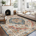vivorug 6x9 Area Rug, Ultra-Soft Washable Rug for Living Room, Dinner Room, Bedroom, Non-Slip Vintage Beige Rug, Indoor Carpet Large Area Rug