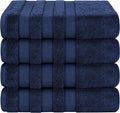 American Soft Linen Salem 100% Cotton Turkish 4 Piece Bath Towels for Bathroom, 600 GSM Soft Absorbent Quick Dry Bath Towel Set, Navy Blue