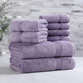 Superior Egyptian Cotton 8-Piece Towel Set, Assorted Towels for Home Bathroom, Guest Bath Decor Essentials, Includes 2 Bath, 4 Hand, 2 Face Towels/Washcloths, Quick Dry, Absorbent, Royal Purple
