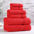Superior Egyptian Cotton 6-Piece Towel Set, Assorted Towels for Home Bathroom, Master, Guest Bath, Decor Essentials, Includes 2 Bath, 2 Hand, 2 Face Towels/Washcloths, Quick Dry, Absorbent, Red