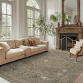 vivorug 8x10 Area Rugs for Living Room, Non-Slip Backing Washable Rug 8x10, Large Area Rug Soft Carpet for Bedroom Dining Room, Vintage, Easy Clean, Durable, Low Pile Rug Under Table, Olive