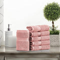 BLUENILEMILLS BNM Egyptian Cotton 6-Piece Towel Set, Includes 6 Face Towels, Attached Loop for Easy Hanging and Storage, Hotel Quality, Perfect for Bathroom, Gym, Shower Space, or Spa, Tea Rose