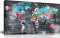 ZHAOSHOP Teal Bedroom Wall-Art - World Map Wall Decor - World Maps For Wall Ready To Hang Size 40
