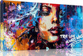 Graffiti Black Women Wall-Art - Large Wall Decor for Living Room - Canvas Wall Art Ready to Hang Size 59