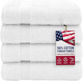 American Veteran Towel, 100% Cotton Turkish Bath Towels for Bathroom 4 Pack, 27x54 Extra Large Premium Soft Drying Bathroom Towels, White