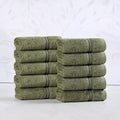 Superior Egyptian Cotton Face Towel/Washcloth Set, Small Towels for Home Bathroom, Master, Guest Bath, Decor Essentials, Quick Dry, Absorbent, Spa, Hotel, Resort, Adult, Kids, Set of 10, Forest Green