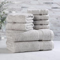 Superior Egyptian Cotton 8-Piece Towel Set, Assorted Towels for Home Bathroom, Guest Bath Decor Essentials, Includes 2 Bath, 4 Hand, 2 Face Towels/Washcloths, Quick Dry, Absorbent, Silver