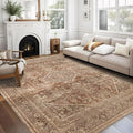 vivorug 3x5 Rug, Small Area Rug for Living Room, Bedroom, Kitchen, Machine Washable Non-Slip Throw Rug, Vintage Carpet for Entryway Nursery Coffee Table - Durable (Earth Tone)