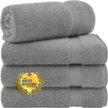 Cotton Paradise 4 Piece Turkish Bath Towels for Bathroom, 100% Cotton Extra Large Soft Plush Towels Bathroom Set, Light Gray