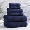 Superior Egyptian Cotton 6-Piece Towel Set, Assorted Towels for Home Bathroom, Master, Guest Bath, Decor Essentials, Includes 2 Bath, 2 Hand, 2 Face Towels/Washcloths, Quick Dry, Absorbent, Navy Blue