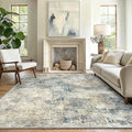 GENIMO Washable Area Rugs for Living Room Bedroom, 9x12 Modern Abstract Non Slip Rug, Low Pile Soft Contemporary Indoor Floor Carpet Cover for Dinning Room Kitchen, Light Gray Blue