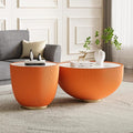Round Coffee Table Set of 2, 2 Piece Luxury Cup Shape Leather End Tables Living Room Sets, Modern Circle Bedroom Side Sofa Tables Set of 2 with PU Leather for Living Room Bedroom