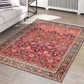vivorug Washable Rug, Ultra Soft Area Rug 4x6, Non Slip Small Rug Carpet, Stain Resistant Rugs for Living Room Bedroom Entryway, Vintage Floral (Cherry Red/Spice, 4'x6')