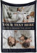 Ships Next Day, Custom Blanket with Picture and Text - Printed in USA, Personalized Photo Blanket with Text (Sherpa 50x60)