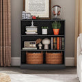 Metal Bookcase with Back Panel, 3 Tier Open Shelf Bookcase with Adjustable Shelves, 31.5 Wide Storage Cabinet Sturdy Steel Cube Shelf Organizer, Free Standing Display Unit