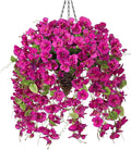 Ivydale Artificial Faux Hanging Flowers Plant Baskets for Outdoors Decoration, Fake Hibiscus UV Resistance Realistic Silk Flower for Outside Home Patio Porch Balcony Garden Wedding, Fuchsia