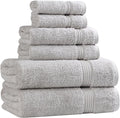 Superior Egyptian Cotton Towel Set, 6-Piece, Bathroom Essentials, Long Staple Combed Cotton, Absorbent, Fast Drying, Silver
