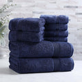 Superior Egyptian Cotton 8-Piece Towel Set, Assorted Towels for Home Bathroom, Master, Guest Bath, Decor Essentials, Includes 2 Bath, 2 Hand, 4 Face Towels/Washcloths, Quick Dry, Absorbent, Navy Blue