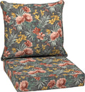 Arden Outdoor Deep Seat Cushion Set, 24 in x 24 in, Weather-Proof, Rain-Proof, Fade Resistant Patio Cushion for Chair, Sofa, and Couch Phoebe Grey Floral