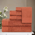 Superior Honeycomb Cotton Medium Weight Towels, for Guest Bath, Master Bathroom, Shower, Quick Dry, Adults, Home Essentials, Textured Waffle Border, Assorted Towel Set, 6 Piece Towel Set, Rust
