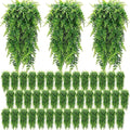 Geosar 88 Pcs Artificial Hanging Plants 32 Inch Hanging Boston Ferns Plastic Fake Plants for Wall Room Garden Wedding Garland Indoor Outdoor Decoration, No Basket