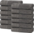 Superior Honeycomb Cotton Medium Weight Towels, for Guest Bath, Master Bathroom, Shower, Adults, Home Essentials, Textured Waffle Border, Assorted Towel Set, 12 Piece Face Towel Set, Gunmetal